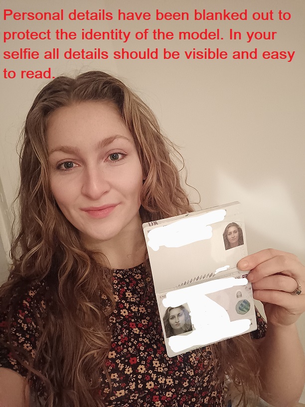 British girl Selfie holding passport